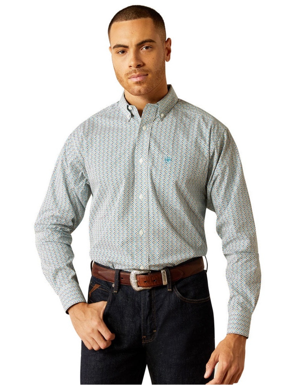 10052349 Ariat Men's Wrinkle Free Gage Classic Fit Long Sleeve Shirt Sz L
